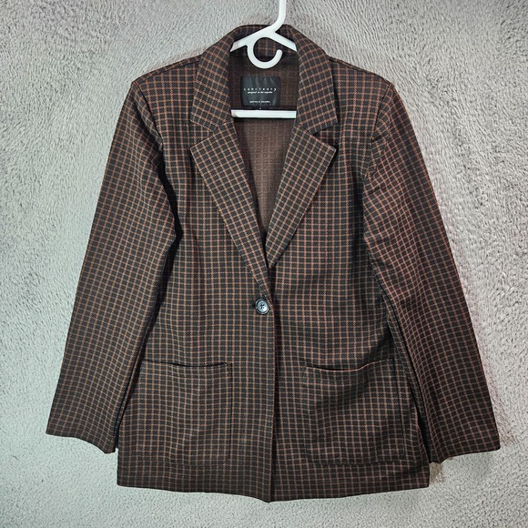 Sanctuary Jackets & Blazers - Sanctuary Boyfriend Checked Blazer Suit Jacket Women Small Maroon Black‎ Plaid